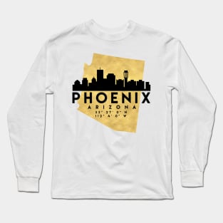 Phoenix Arizona Skyline Map Art Long Sleeve T-Shirt